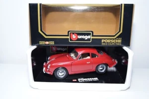 B39 1:18 BBURAGO BURAGO 3021 PORSCHE 356 B CUPÉ 1961 ROJO OSCURO NUEVO EN CAJA - Imagen 1 de 19