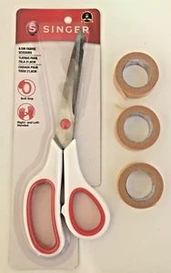 New! Sealed! Singer Fabric Scissors with Comfort Grip+FREE 3 Rolls Paper Tape! - Picture 1 of 3