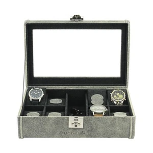 Premium watch box for 8 watches made from genuine leather (vintage look) - new! - Picture 1 of 4
