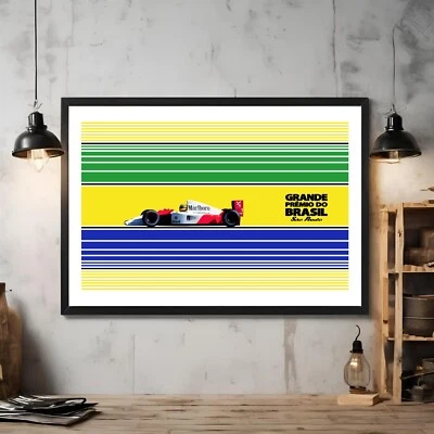 Ayrton Senna Brazilian Victory Poster Interlagos History Art Print F1 Fans Gift - Image 1 of 2