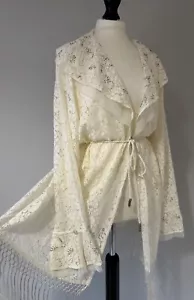 DreamKeeper Cream Lace Frill Flare Kimono Cardigan Blouse Jacket Top 2XL BNWT - Picture 1 of 20