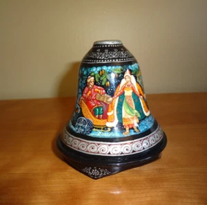 VTG Kholui Russian Black Lacquer Unique Bell Shaped "Morozko" - "Father Frost" - Picture 1 of 11
