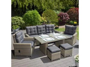 Green Spirit Asti Dining Garten Lounge Set Rattan Möbel Garnitur Sitz Ess Gruppe - Bild 1 von 7