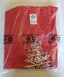 McDonalds Christmas Tree T-Shirt Mens XL Red Holiday Employee Shirt Unopened NOS - Picture 1 of 5