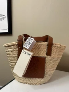 Authentic Brand New LOEWE Embossing Anagram Straw Basket Hand Bag - Picture 1 of 7