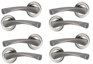 4 Sets of Twirl Lever on Rose Internal door handles Polished & Satin Chrome SALE - Picture 1 of 4