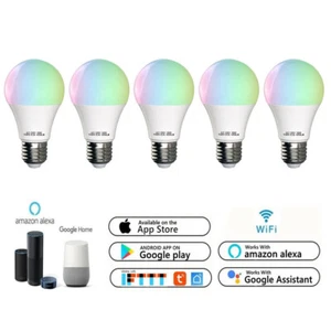 5Pcs 10W Smart LED Light Bulb RGB Dimmable Lamp for Amazon Alexa/Google Home - Picture 1 of 9
