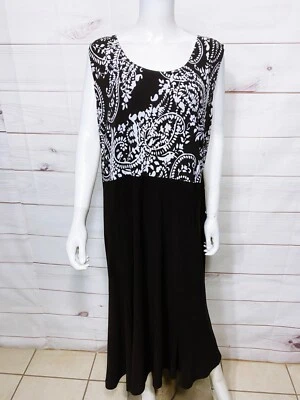 Vestido para mujer Dressbarn talla 24W blanco y negro floral elástico sin mangas Foto 1 de 4