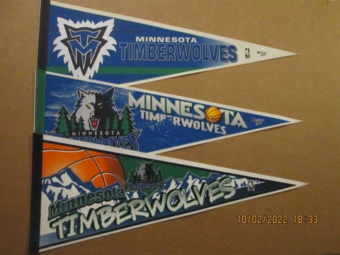 NBA Minnesota Timberwolves Vintage Lot of 3 Circa 1990's Team Logo Pennants Cover