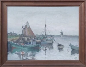 Jens Sinding Christensen (1888-1980): KEELBOATS - oil painting - Picture 1 of 7