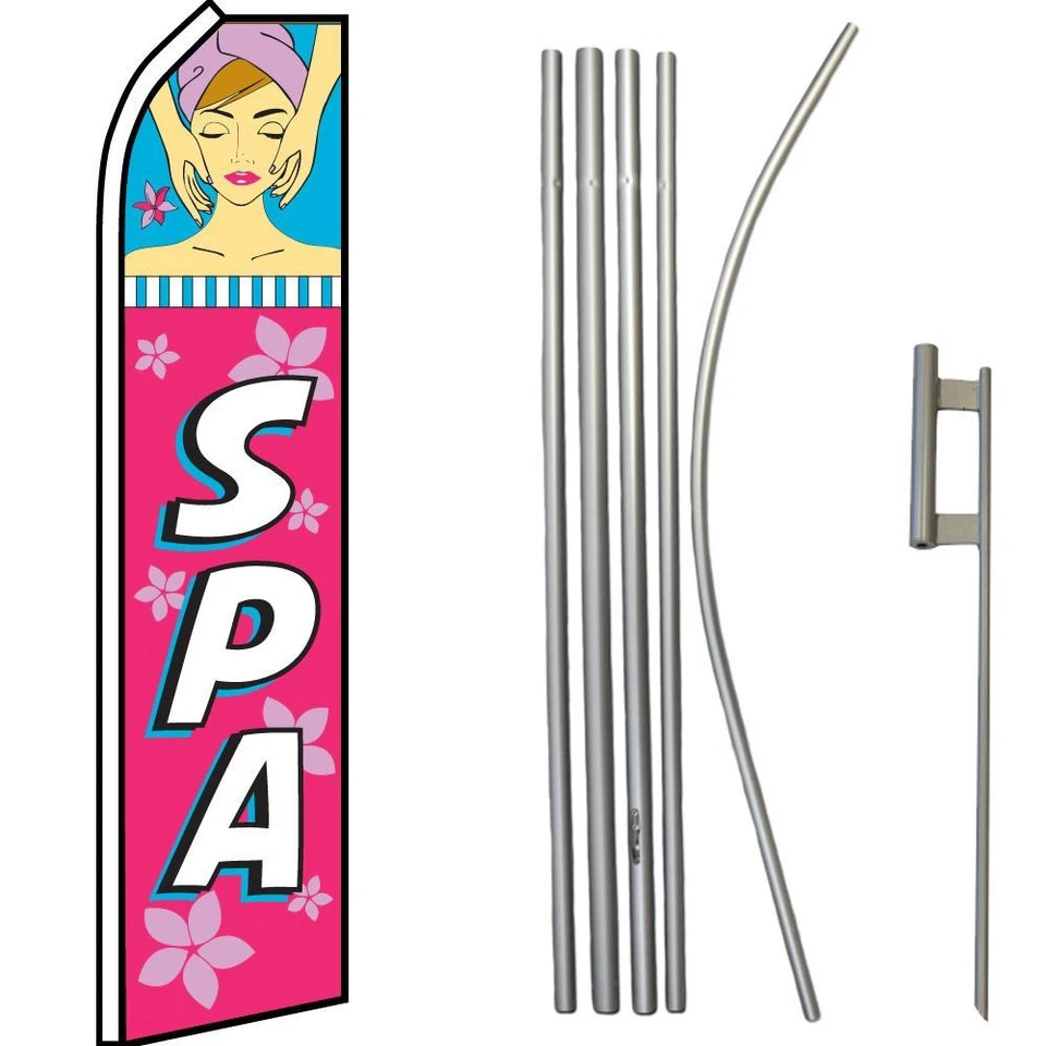 SPA Pink / White Swooper Flag & 16ft Flagpole Kit/Ground Spike - Image 1 of 1