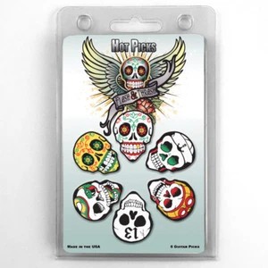 Hot Picks "FLASH AND TRASH" Guitar Pick Pack, 6 Heavy, Skulls, Clamshell Pics - Picture 1 of 1