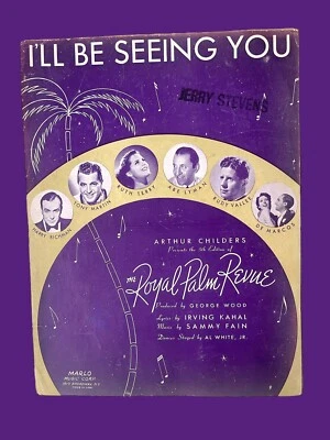 Partituras I’ll Be Seeing You Royal Palm Revue Segunda Guerra Mundial Terry Martin Vallée de colección Foto 1 de 4