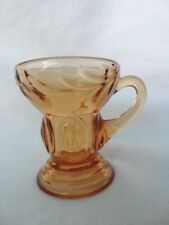  New Martinsville Glass Amber Moondrops Floral 2oz Handled Whiskey EUC