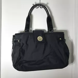 Kate Spade Satchel turn lock Handbag Triple Compartment Black Purse Shoulder Bag - Picture 1 of 19