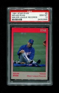 1991 NOLAN RYAN STAR #9 MAJOR LEAGUE RECORDS PSA 10