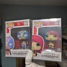 WWE Wrestling Rey Mysterio #93 & Asuka #96 common Funko Pop Set + Protectors