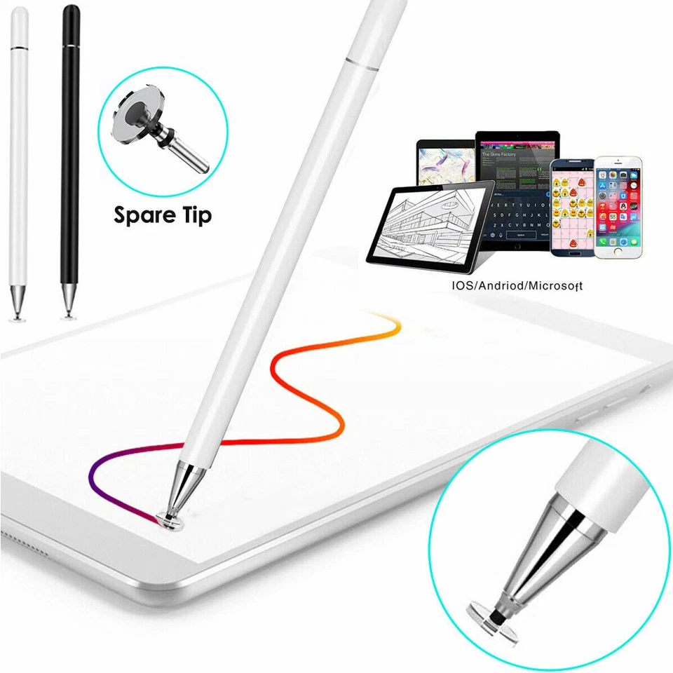 Thin Capacitive DISC Touch Screen Stylus For iPhone iPad Samsung Phone Tablet - Image 1 of 4