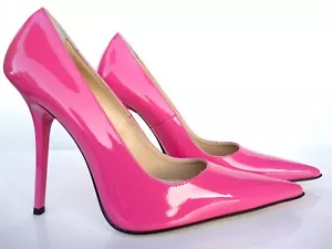 GIOHEL ITALY HEELS POINTY TOE PUMPS SCHUHE LEATHER DECOLTE PINK FUXIA ROSA 38 - Imagen 1 de 7