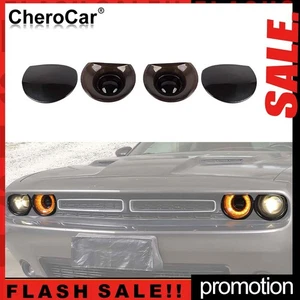 4X Front Headlight Panel Guard Decor Cover Trim Cap Kit For 15+ Dodge Challenger - Picture 1 of 14