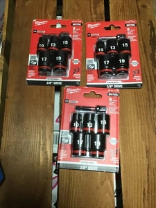 (3) Sets Milwaukee Shockwave 49-66-7036 6pc 3/8" Drive Metric Impact Socket Sets - Picture 1 of 2