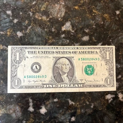 Miss Cut Error 1977 A  Older Bank Note $1 One Dollar Bill , A 58002849 D - Image 1 of 4