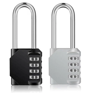 Weatherproof 4 Digit Combination Padlock with Extended Shackle for Outdoor Use - Picture 1 of 16