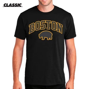 Boston Hockey Gold Block Arched Black Classic T-Shirt - Bruins Original Six NHL - Bild 1 von 3