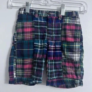 POLO Ralph Lauren Boys Madras Plaid Shorts - Navy Multicolor - Size 5 - Picture 1 of 8