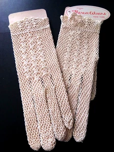 SELTENE Vintage Therese Ahrens Damen Handschuhe im Spitzendesign, NEU mit Etikett. OFF WHITE - Bild 1 von 11