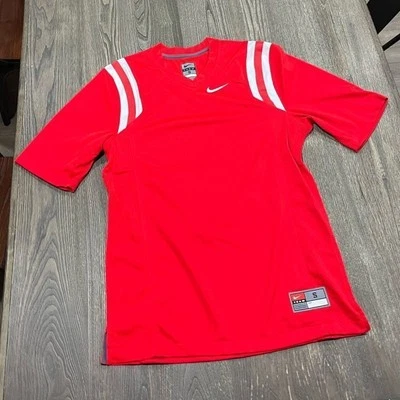 Nuevo sin etiquetas Camiseta Nike Team Raglán Manga Corta Cuello en V Swoosh Logo Estampado Rojo Blanco S Foto 1 de 4