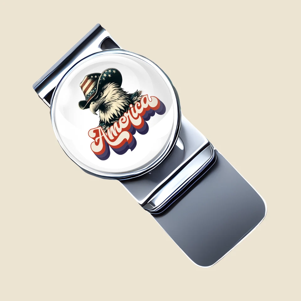 Clip para dinero America Eagle - Sombrero de vaquero de acero inoxidable regalo patriótico para hombre Foto 1 de 1
