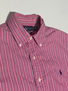 Polo Ralph Lauren Button Down Shirt Mens M Pink Stripes Classic Fit Long Sleeve - Picture 1 of 8
