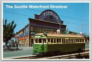 Tranvía Seattle frente al mar en el muelle 59 postal fotocromática vintage WA - Imagen 1 de 2