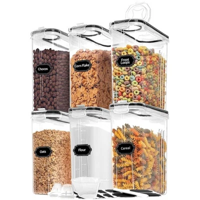 Müslibehälter-Set mit sechs luftdichten Kunststoffdosen, inklusive Messbecher... - Bild 1 von 2