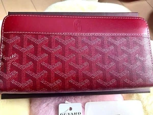 GOYARD Long Wallet PVC RED Ladies round zipper used auth w/shop bag from japan. - Picture 1 of 13