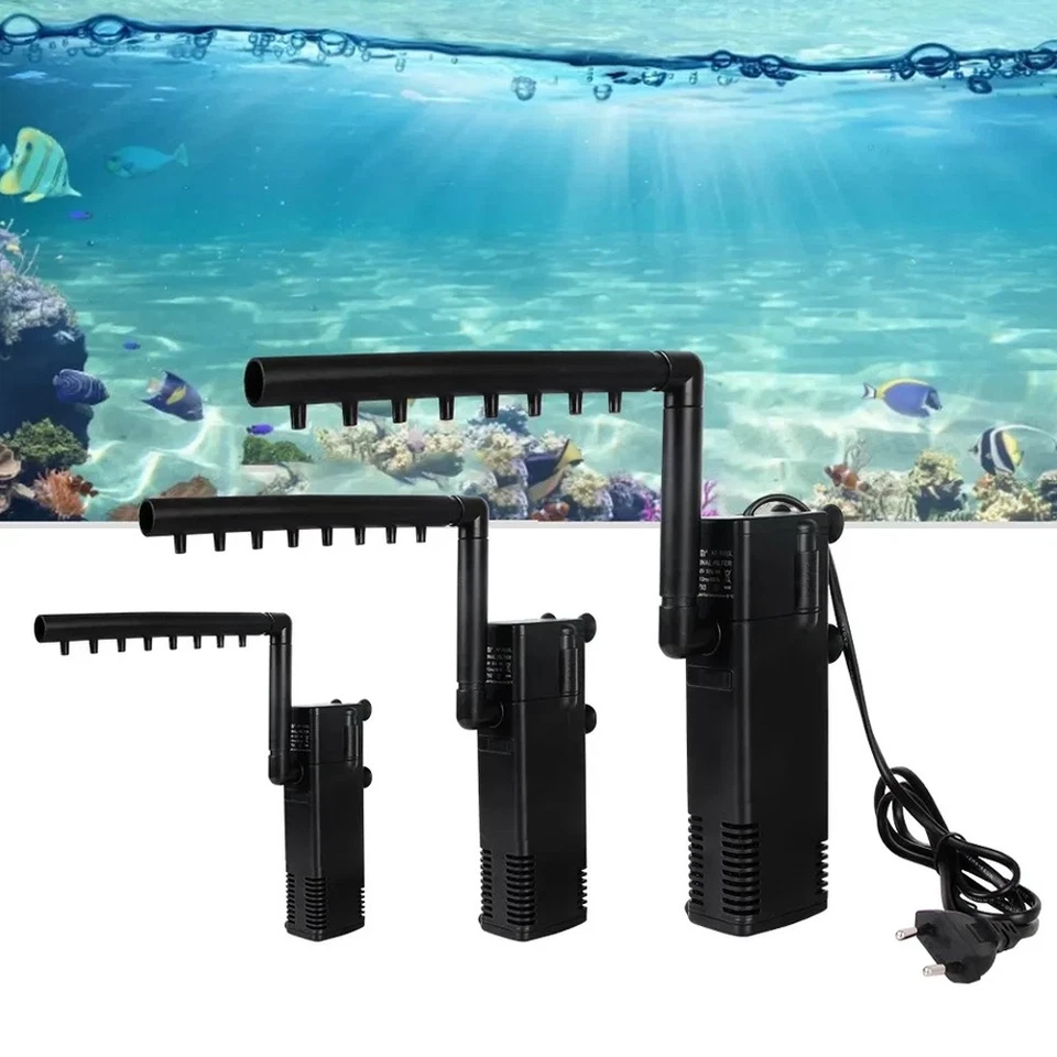 Water Filter Pump EU Plug Turtle Tank Filter Aquarium 3W-22W DIY Black 220-240V - Image 1 of 4