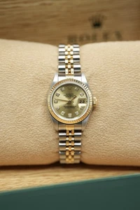 Rolex Datejust de acero y oro para damas 26 mm 79173 esfera de diamantes champán de fábrica - Imagen 1 de 7