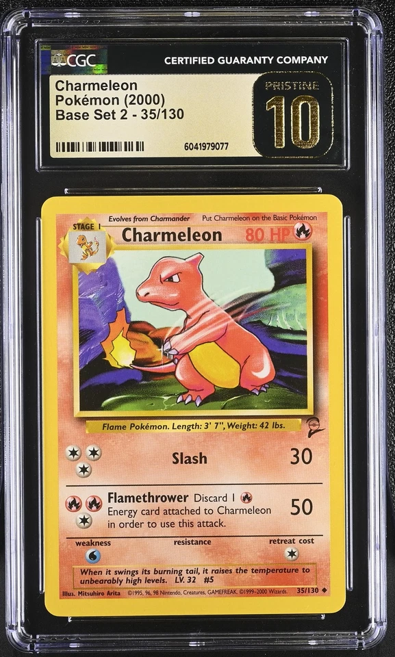 CGC 10 PRISTINE Charmeleon 2000 Base Set 2 35/130 Pokemon Card - Image 1 of 2
