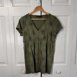 Style & Co Womens Green Floral Babydoll Top Size XL Y2K Retro Beaded Fairycore - Picture 1 of 9