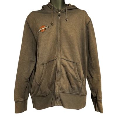 Harley-Davidson Brown Flocked Eagle Back Chest Emblem Patch Men’s Hoodie Large - Image 1 of 4