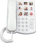 Corded Big Button Picture Phone for Seniors with Speaker Redial, Hands Free Desk