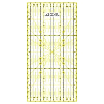 Semplix Patchwork-Quiltlineal (30 x 15 cm / 3 mm  gelb) Schneidlineal zeichnen - Bild 1 von 2