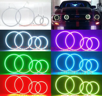 RGB halo ring for Ford Mustang GT 05-09 head fog light BT APP LED angel eye DRL - Image 1 of 4