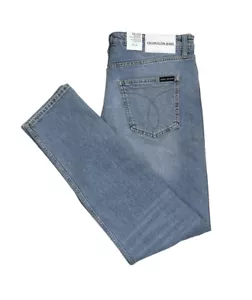 Calvin Klein CKJ021 Mid Rise Slim Stretch Distressed Denim Blue Jeans Size 31 - Picture 1 of 9