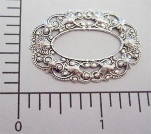 Hallazgo de joyería de filigrana ovalada de plata mate oxidada 24384 2 piezas - Imagen 1 de 1