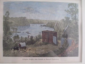 RARE 1860s Arlington Heights Hand Colored Woodcut Engraved Dalziel matted 10x8.5 - Picture 1 of 3