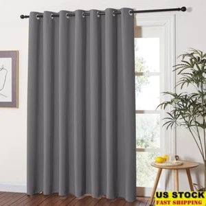 Grey Blackout Patio Door Curtains Thermal Insulated Noise Reduction 84 Inch New - Picture 1 of 9