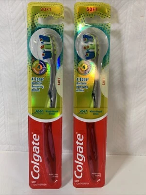 Colgate 360 Advanced Soft 4 Zone Whole Mouth Clean Toothbrush lot 2 - Image 1 of 2