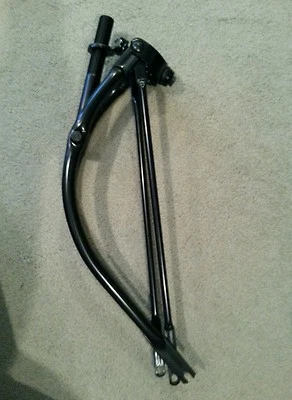QUALITY LOWRIDER BLACK BENT SPRINGER FORK FOR 20"BICYCLES 1" THREADED - Image 1 of 4